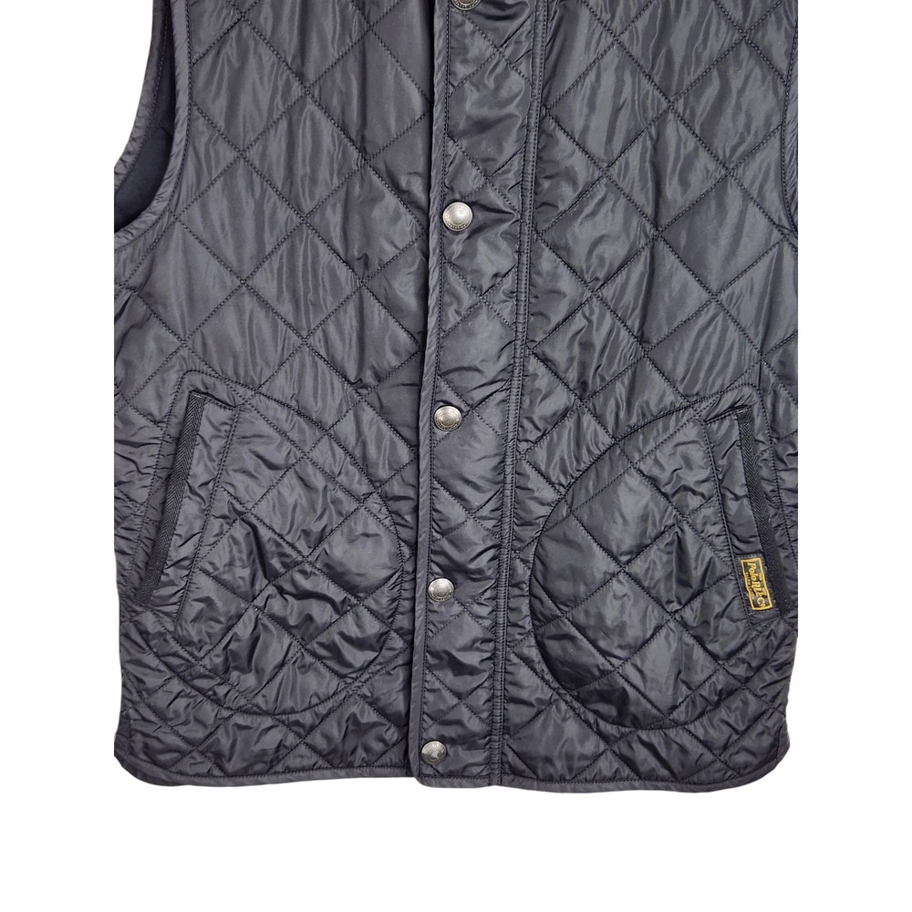 Polo Ralph Lauren Vest Men Small Black Diamond Quilted Mock Neck Full Zip Preppy - Picture 4 of 12